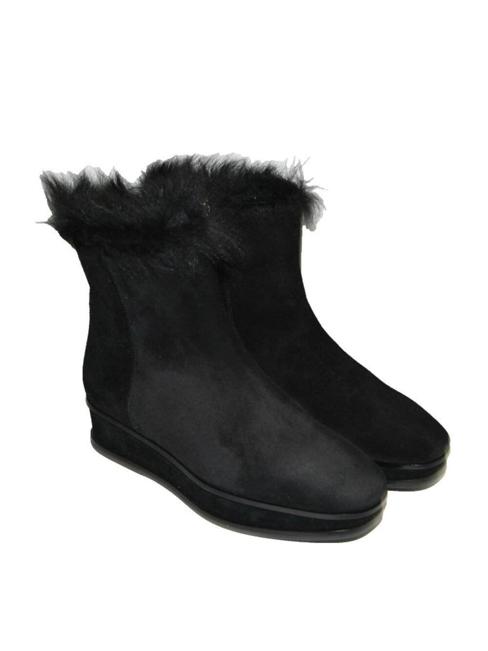 New Tory Burch 'Marcel' Genuine Shearling Wedge Booties Black Suede Fur 7.5 DD14